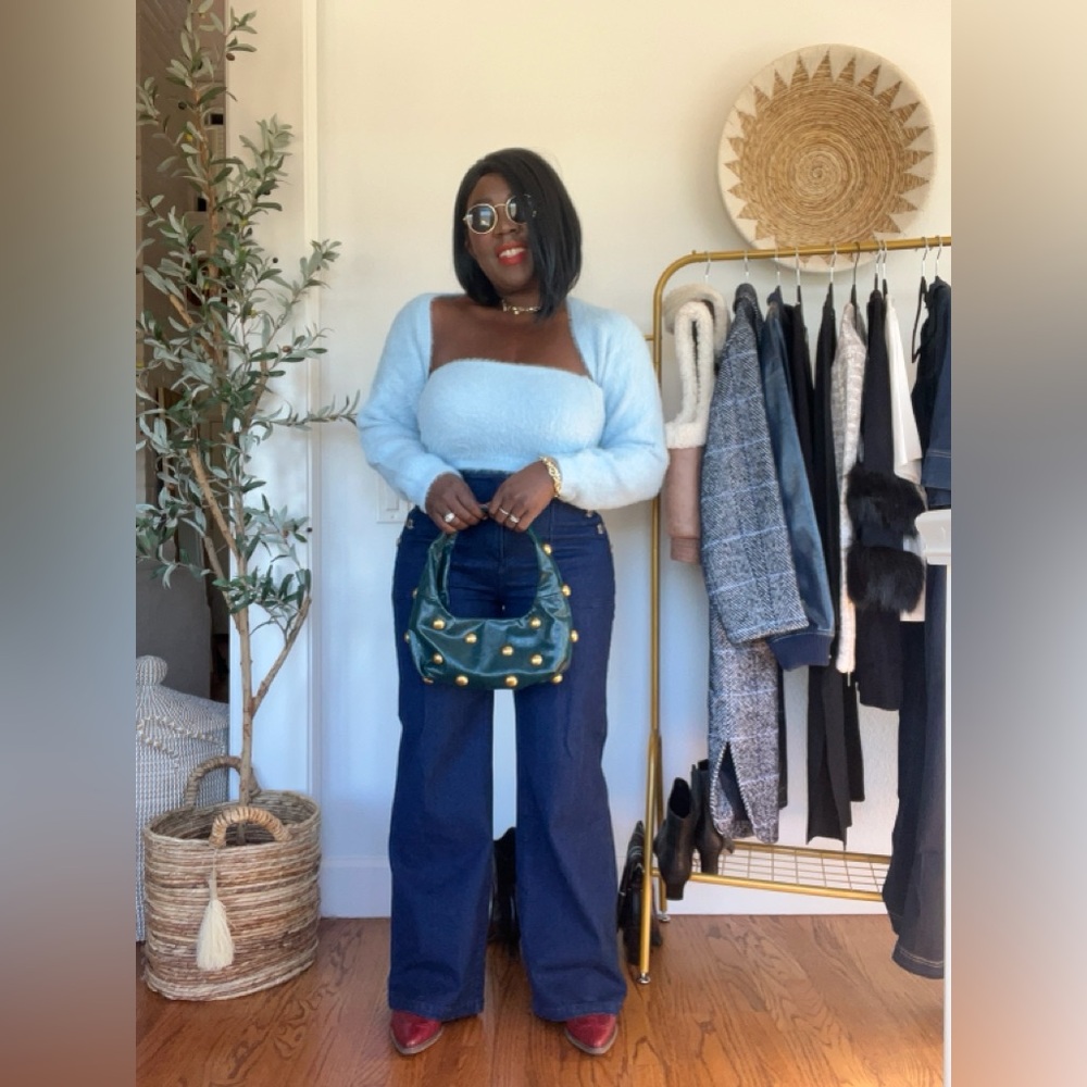 Vici Fuzzy Blue Open Front Cardigan Set